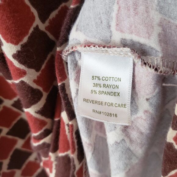 Garnet Hill Cotton Rust Brown Geometric Scoop Neck Dress 3/4 Sleeve Small Fall - Picture 7 of 7